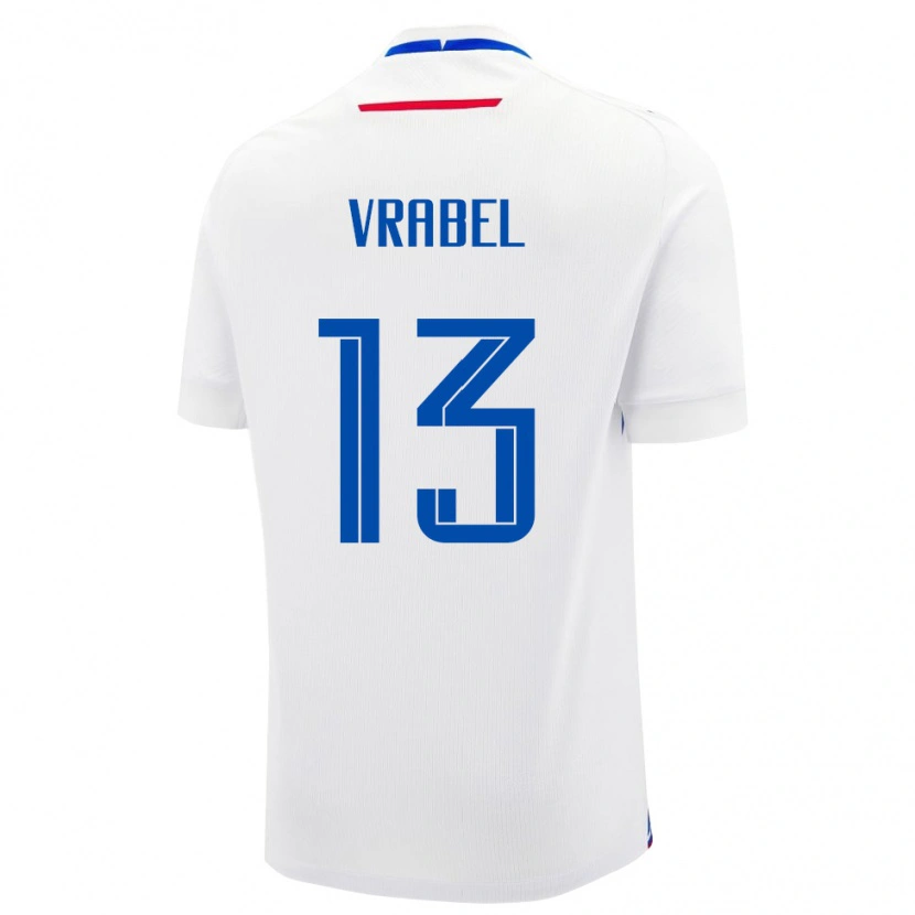 Danxen Bambino Maglia Slovacchia Viliam Vrabel #13 Bianco Kit Gara Away 24-26 Maglietta