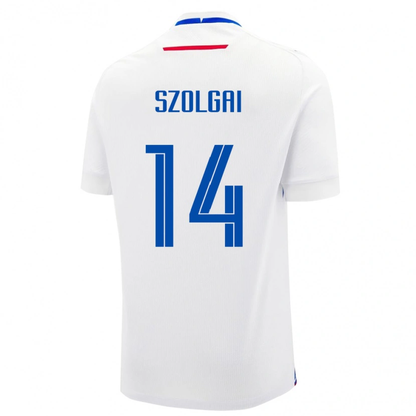 Danxen Bambino Maglia Slovacchia Mate Szolgai #14 Bianco Kit Gara Away 24-26 Maglietta