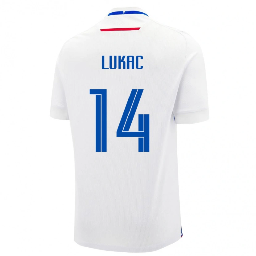 Danxen Bambino Maglia Slovacchia Andrej Lukac #14 Bianco Kit Gara Away 24-26 Maglietta