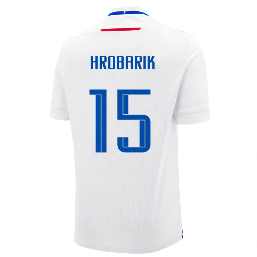 Danxen Bambino Maglia Slovacchia Tobias Hrobarik #15 Bianco Kit Gara Away 24-26 Maglietta