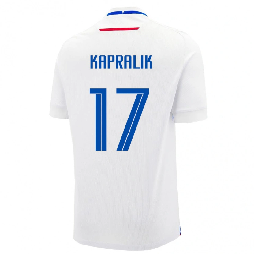 Danxen Bambino Maglia Slovacchia Adrian Kapralik #17 Bianco Kit Gara Away 24-26 Maglietta