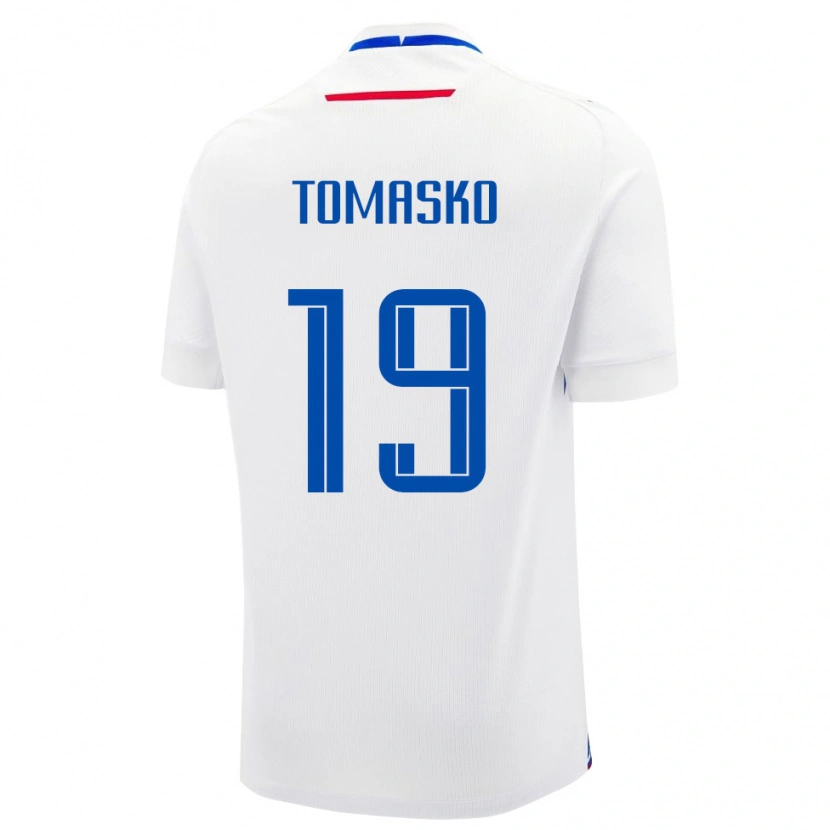 Danxen Bambino Maglia Slovacchia Matus Tomasko #19 Bianco Kit Gara Away 24-26 Maglietta