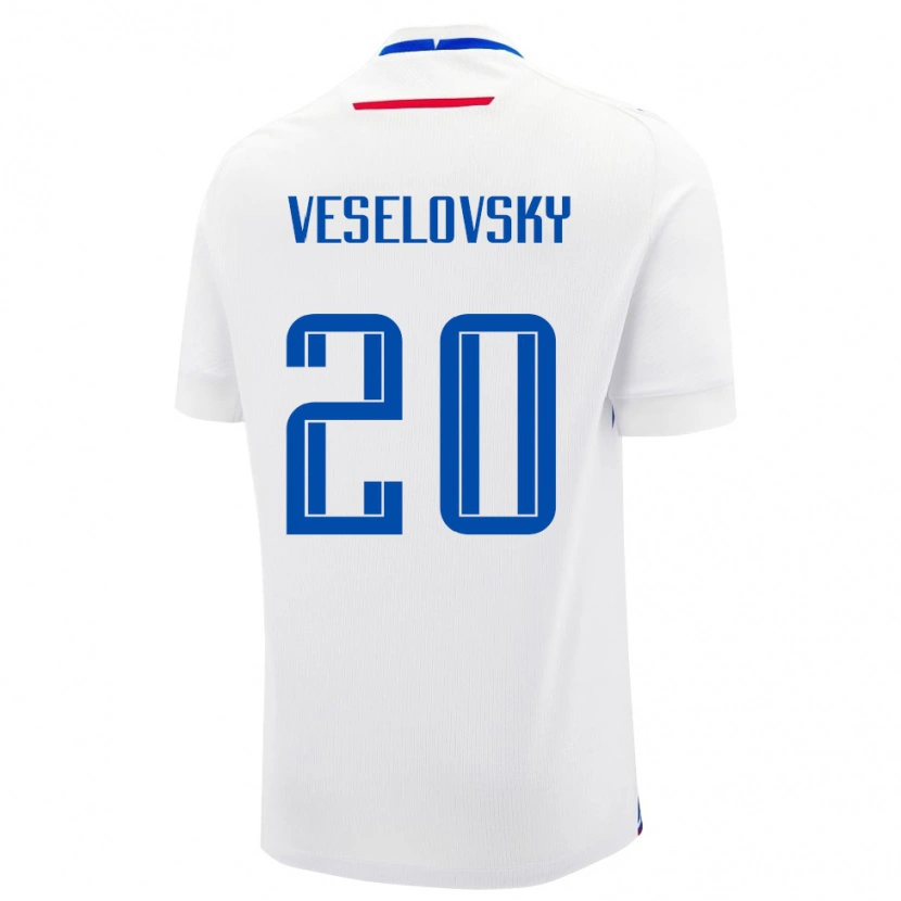 Danxen Bambino Maglia Slovacchia Dominik Veselovsky #20 Bianco Kit Gara Away 24-26 Maglietta