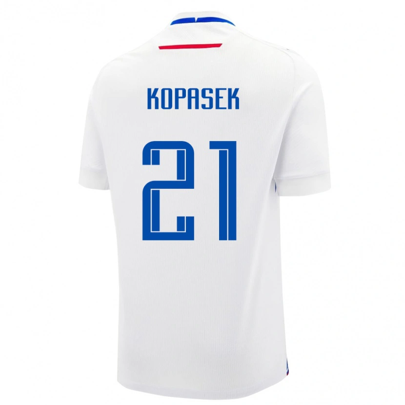 Danxen Bambino Maglia Slovacchia Samuel Kopasek #21 Bianco Kit Gara Away 24-26 Maglietta