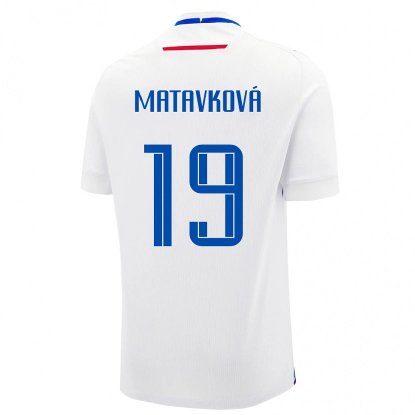 Danxen Bambino Maglia Slovacchia Ľudmila Maťavková #19 Bianco Kit Gara Away 24-26 Maglietta
