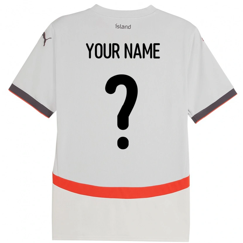 Danxen Bambino Maglia Islanda Il Tuo Nome #0 Bianco Kit Gara Away 24-26 Maglietta