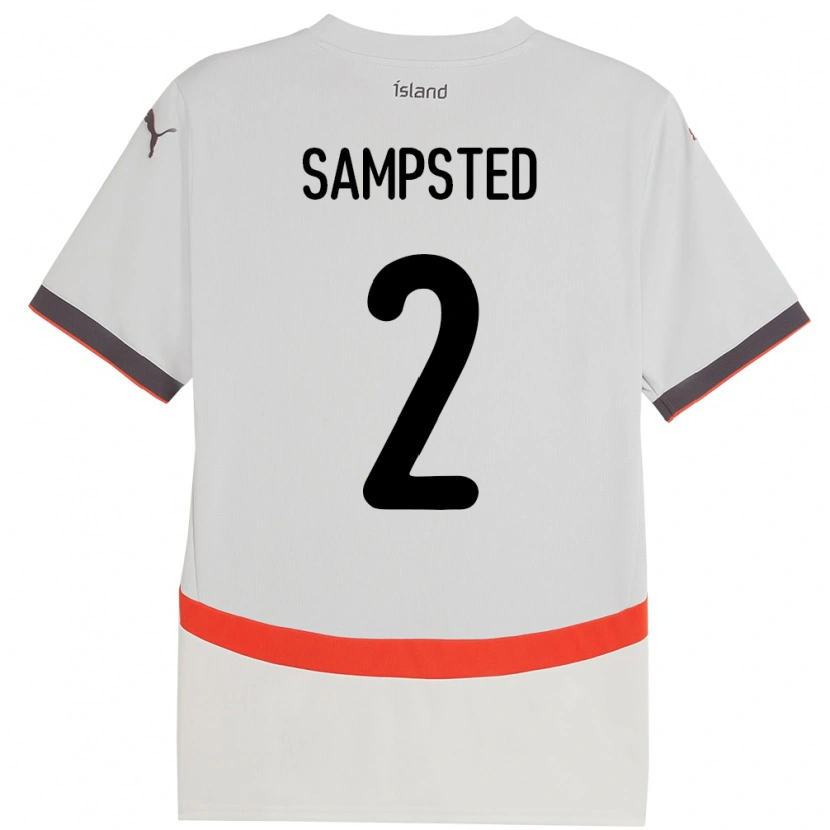 Danxen Bambino Maglia Islanda Alfons Sampsted #2 Bianco Kit Gara Away 24-26 Maglietta