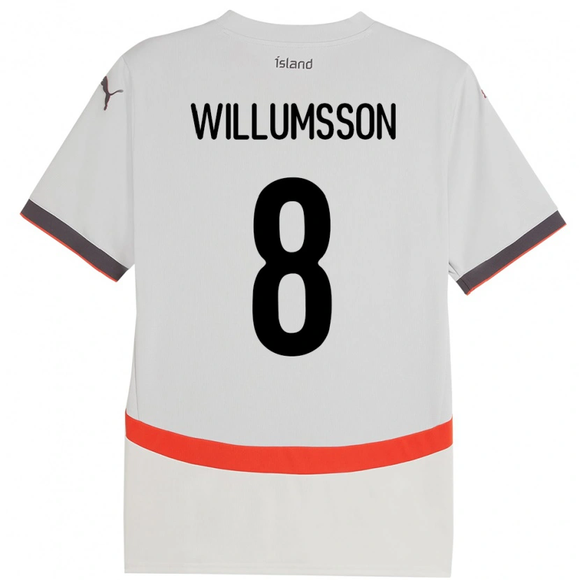 Danxen Bambino Maglia Islanda Brynjólfur Andersen Willumsson #8 Bianco Kit Gara Away 24-26 Maglietta