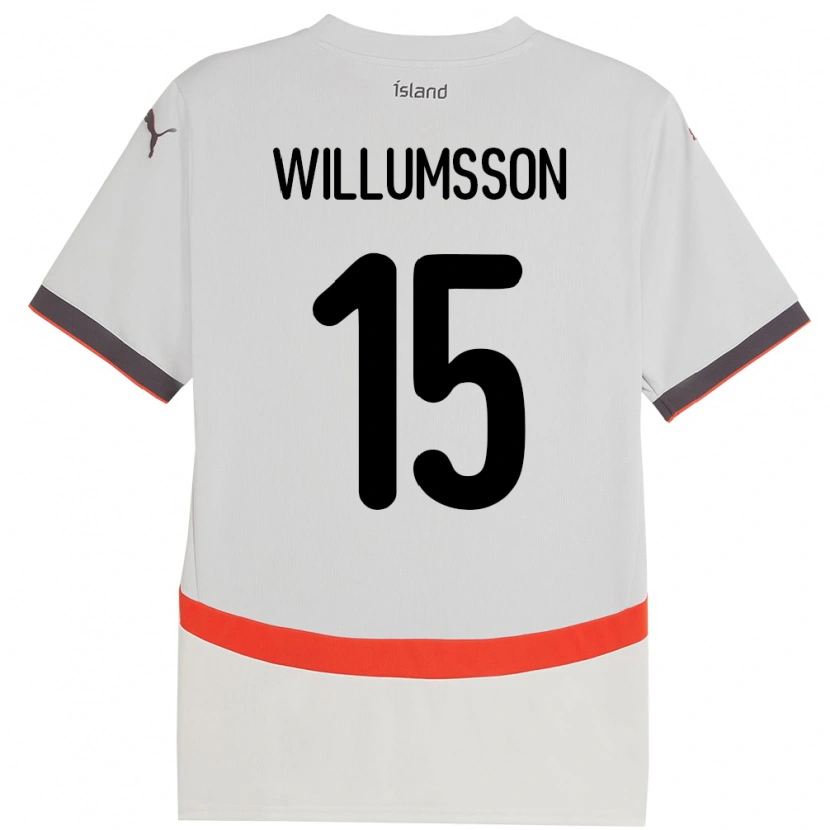 Danxen Bambino Maglia Islanda Willum Thór Willumsson #15 Bianco Kit Gara Away 24-26 Maglietta