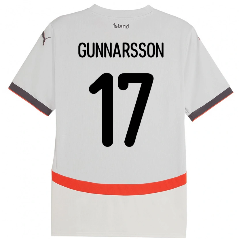Danxen Bambino Maglia Islanda Aron Gunnarsson #17 Bianco Kit Gara Away 24-26 Maglietta