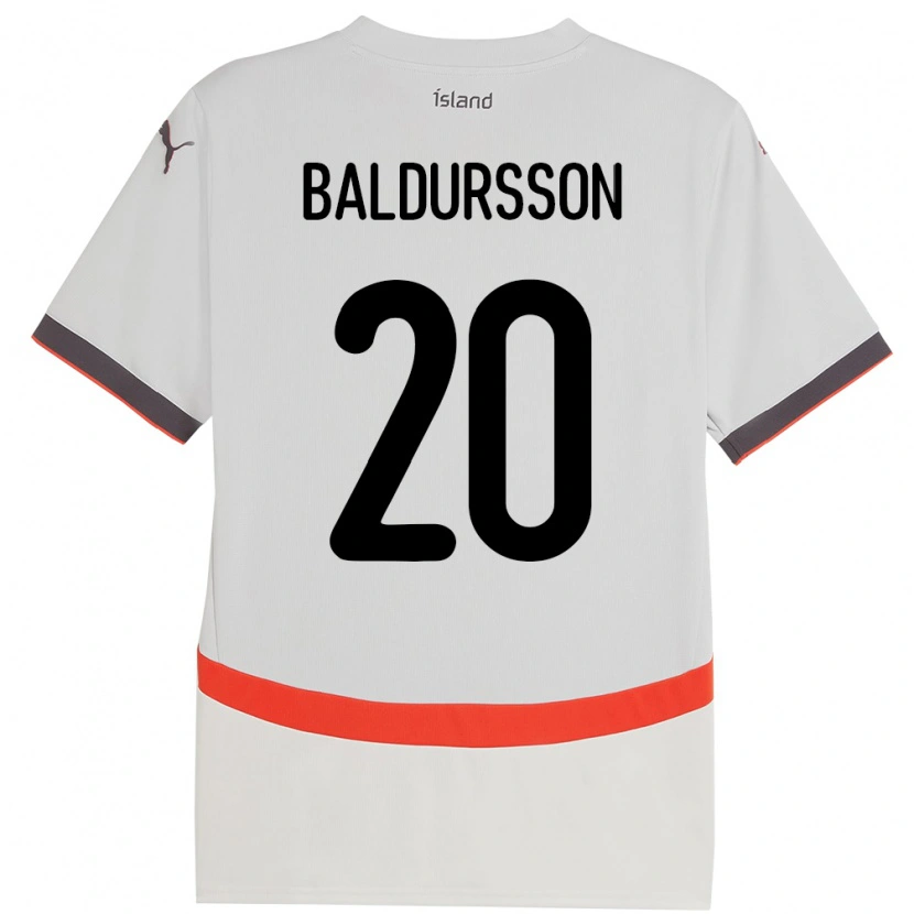 Danxen Bambino Maglia Islanda Andri Fannar Baldursson #20 Bianco Kit Gara Away 24-26 Maglietta