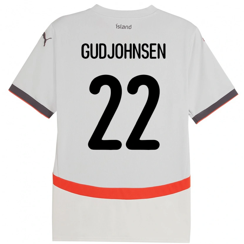 Danxen Bambino Maglia Islanda Andri Gudjohnsen #22 Bianco Kit Gara Away 24-26 Maglietta