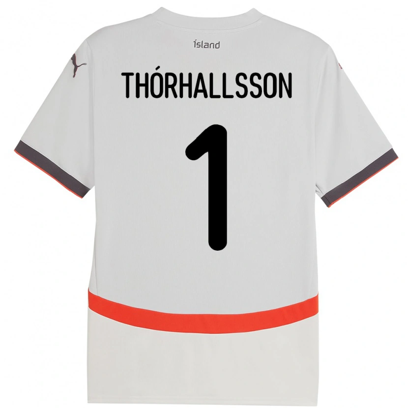 Danxen Bambino Maglia Islanda Ívar Arnbro Thórhallsson #1 Bianco Kit Gara Away 24-26 Maglietta