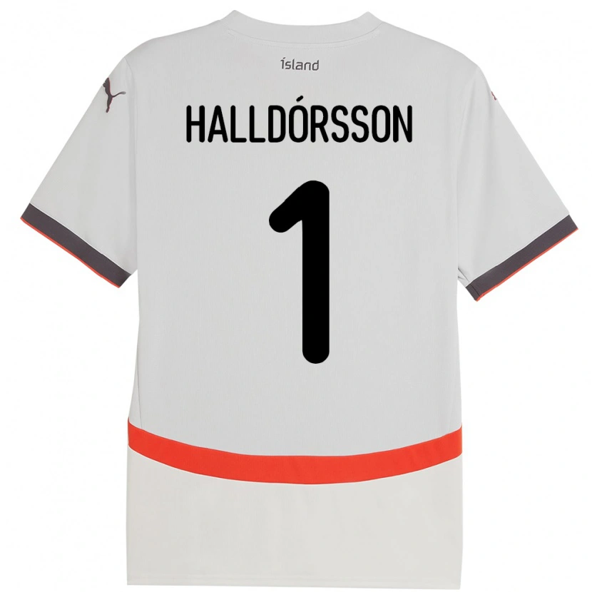 Danxen Bambino Maglia Islanda Elmar Ágúst Halldórsson #1 Bianco Kit Gara Away 24-26 Maglietta