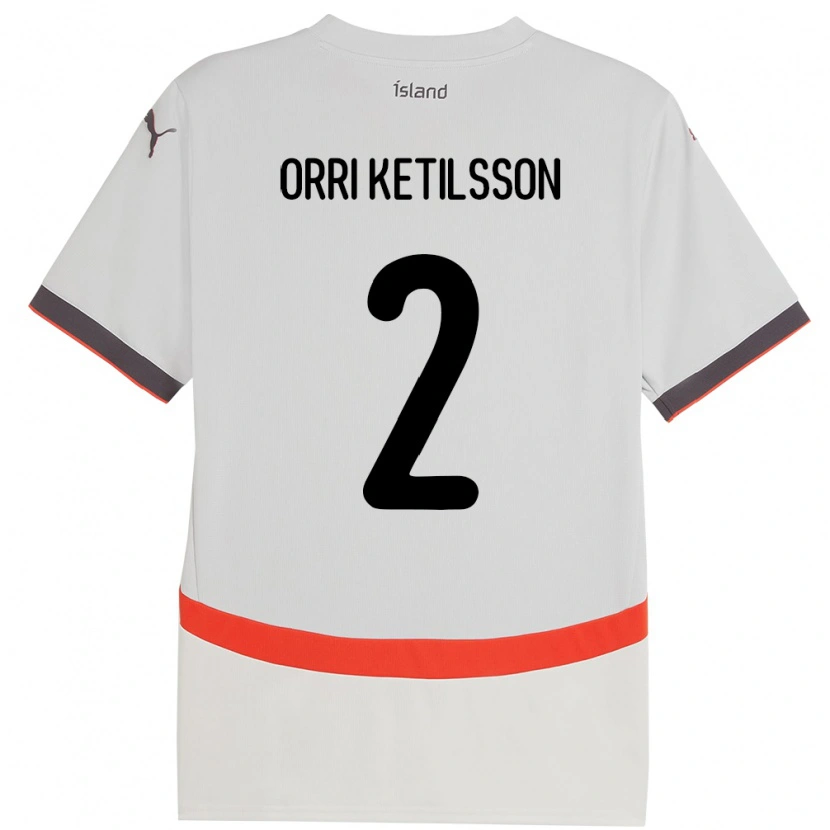 Danxen Bambino Maglia Islanda Ketill Orri Ketilsson #2 Bianco Kit Gara Away 24-26 Maglietta