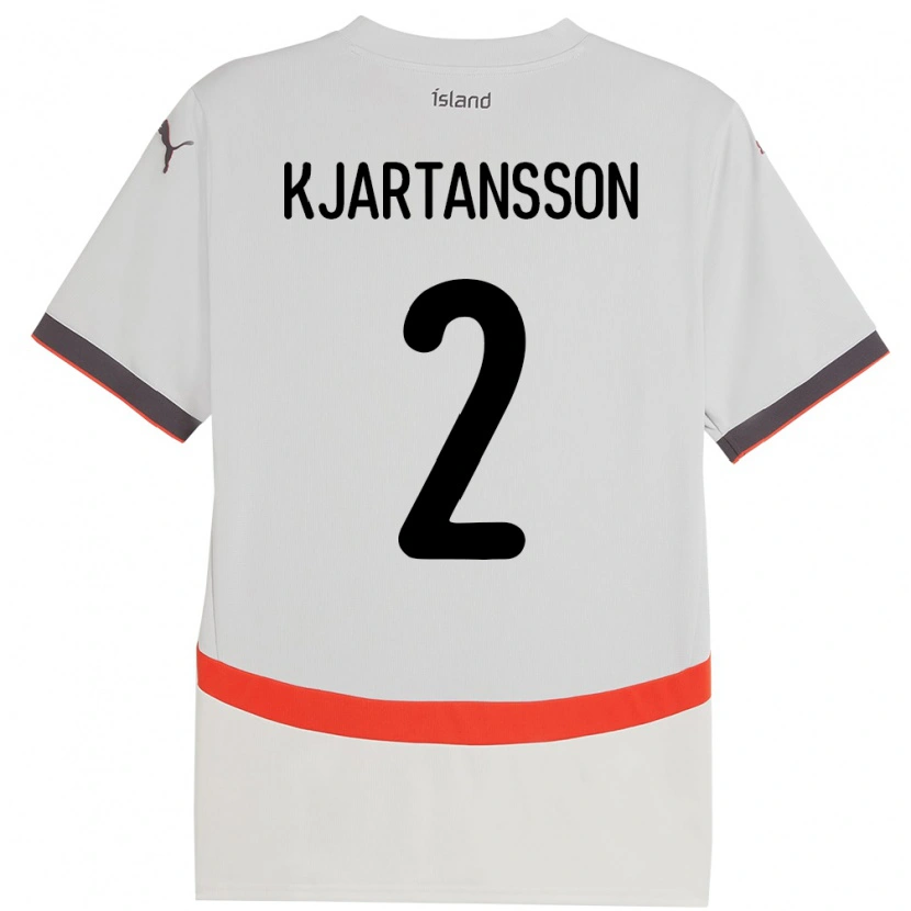 Danxen Bambino Maglia Islanda Emil Máni Breiddal Kjartansson #2 Bianco Kit Gara Away 24-26 Maglietta