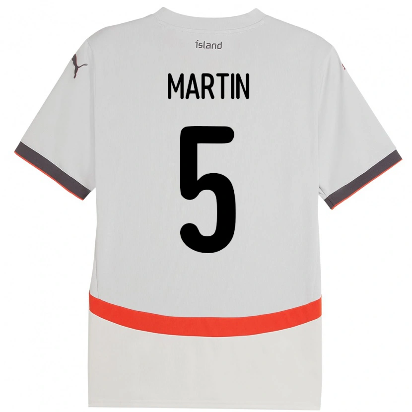 Danxen Bambino Maglia Islanda Markús Andri Daníelsson Martin #5 Bianco Kit Gara Away 24-26 Maglietta