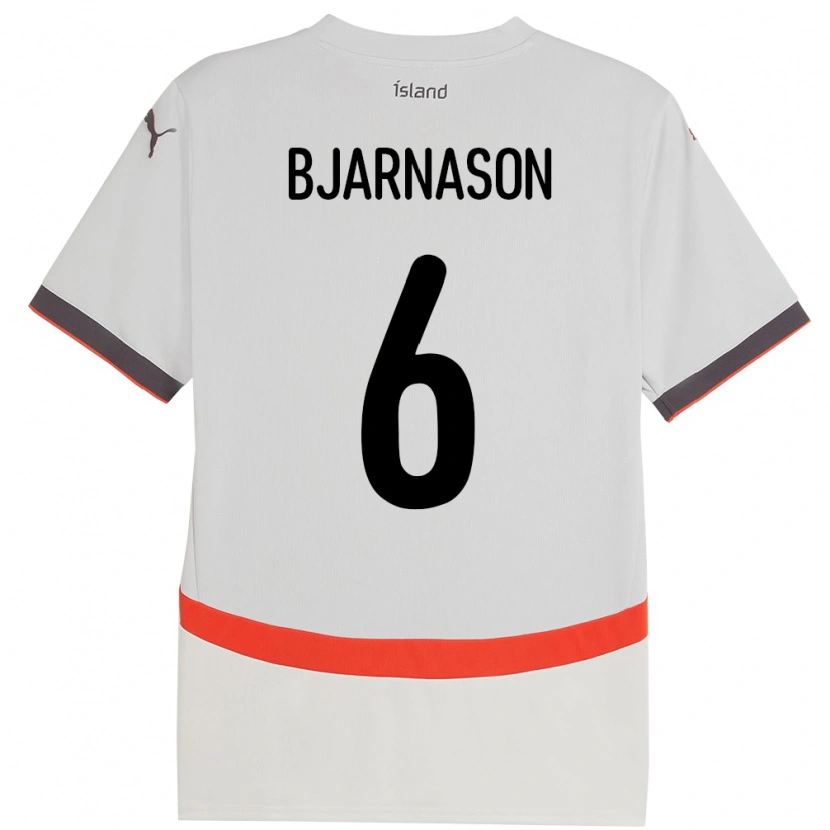 Danxen Bambino Maglia Islanda Jóhannes Kristinn Bjarnason #6 Bianco Kit Gara Away 24-26 Maglietta