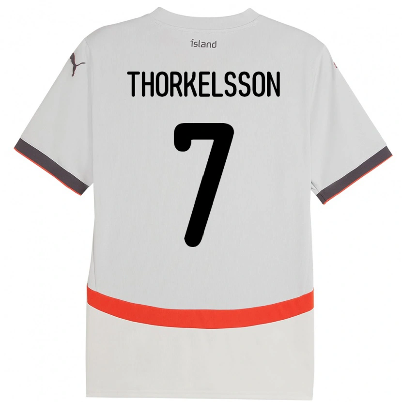 Danxen Bambino Maglia Islanda Róbert Frosti Thorkelsson #7 Bianco Kit Gara Away 24-26 Maglietta