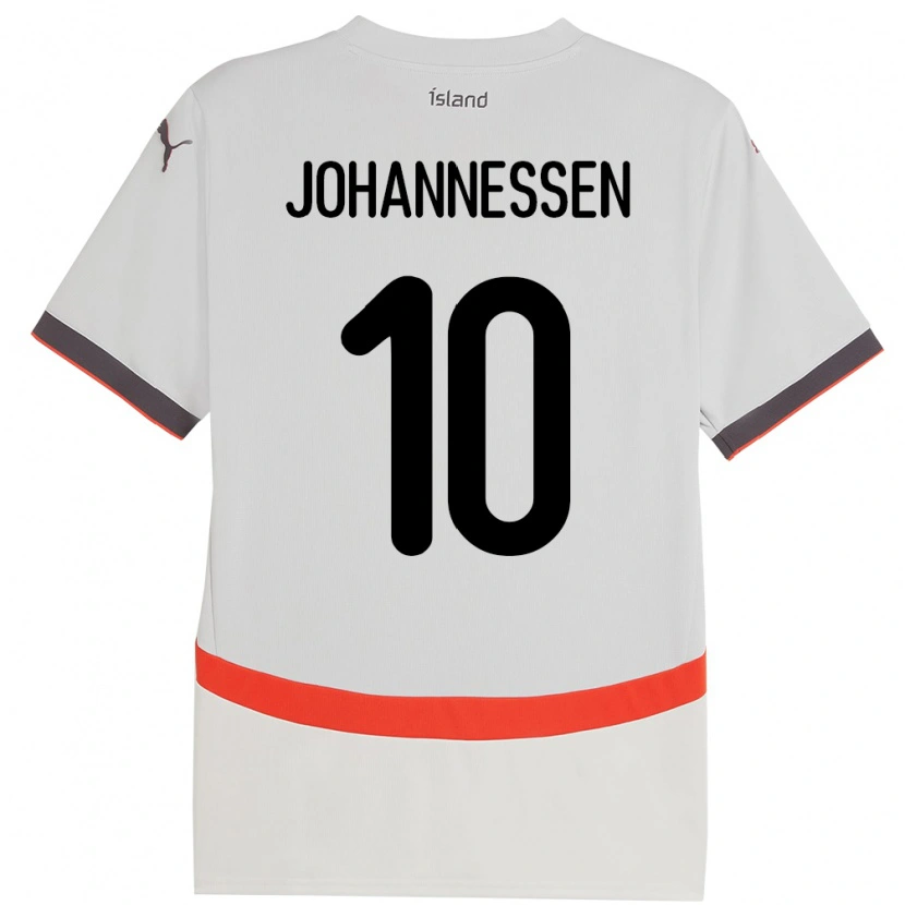 Danxen Bambino Maglia Islanda Tómas Johannessen #10 Bianco Kit Gara Away 24-26 Maglietta