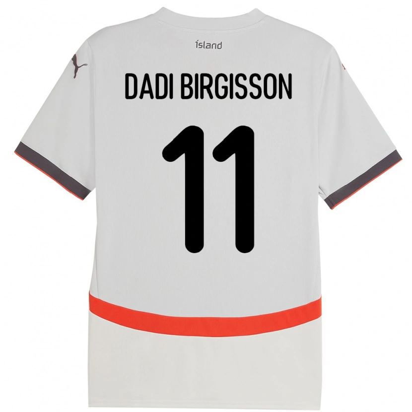 Danxen Bambino Maglia Islanda Adolf Dadi Birgisson #11 Bianco Kit Gara Away 24-26 Maglietta