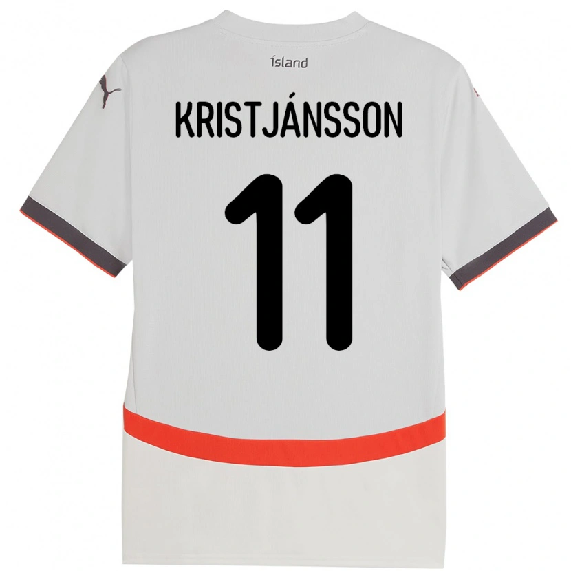 Danxen Bambino Maglia Islanda Tómas Óli Kristjánsson #11 Bianco Kit Gara Away 24-26 Maglietta