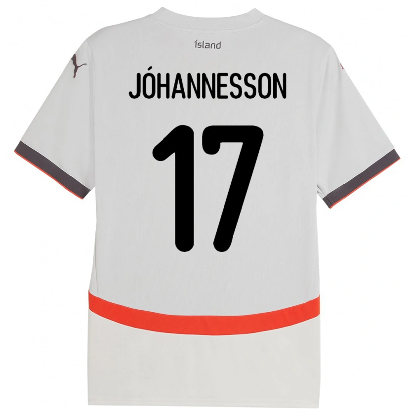 Danxen Bambino Maglia Islanda Daniel Jóhannesson #17 Bianco Kit Gara Away 24-26 Maglietta