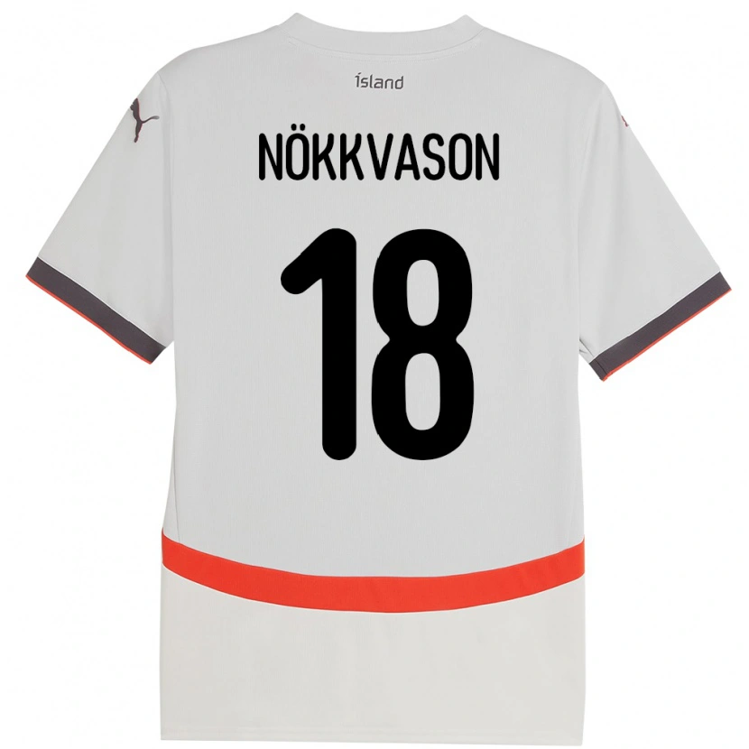 Danxen Bambino Maglia Islanda Gudmundur Baldvin Nökkvason #18 Bianco Kit Gara Away 24-26 Maglietta