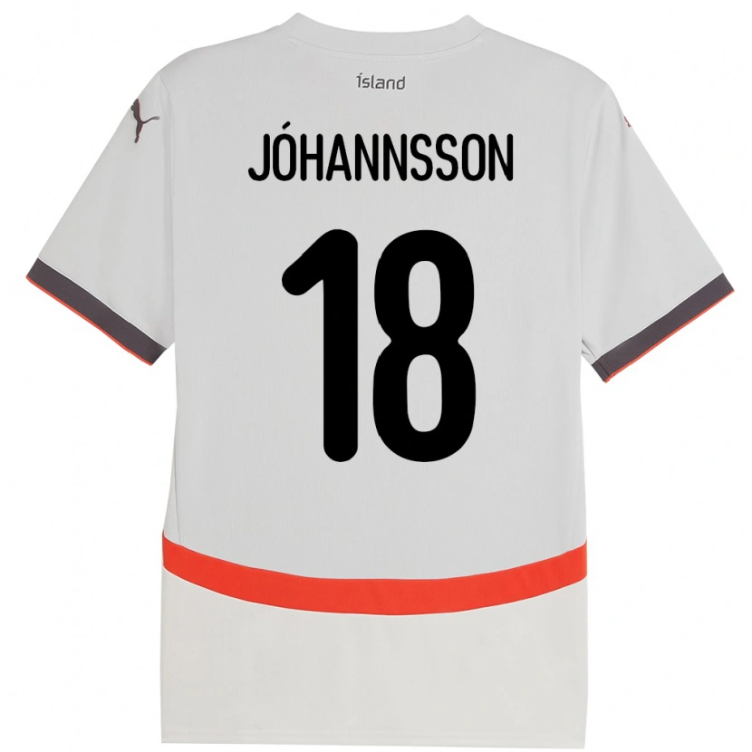 Danxen Bambino Maglia Islanda Helgi Jóhannsson #18 Bianco Kit Gara Away 24-26 Maglietta