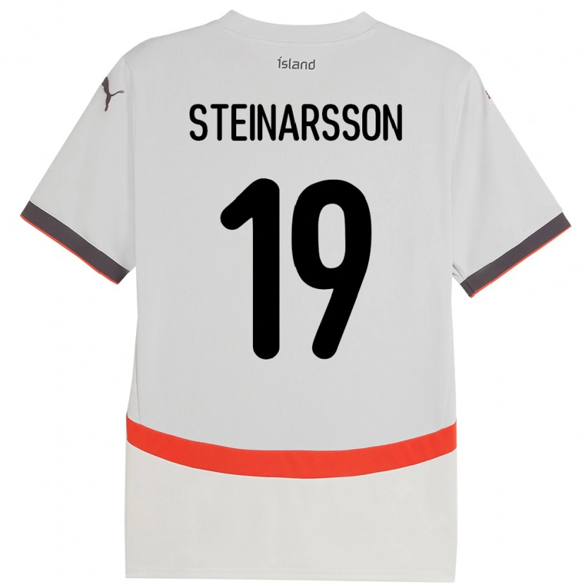 Danxen Bambino Maglia Islanda Ásgeir Steinn Steinarsson #19 Bianco Kit Gara Away 24-26 Maglietta