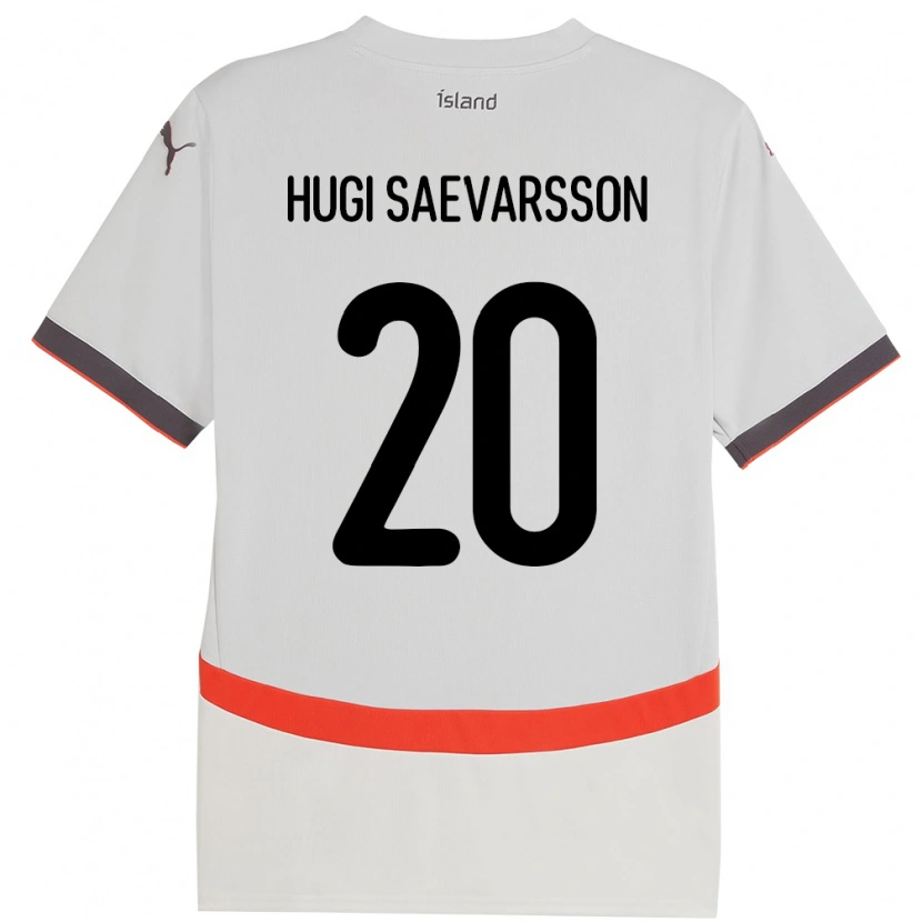 Danxen Bambino Maglia Islanda Róbert Hugi Saevarsson #20 Bianco Kit Gara Away 24-26 Maglietta