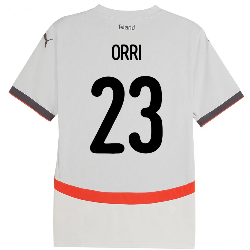 Danxen Bambino Maglia Islanda Ágúst Orri Thorsteinsson #23 Bianco Kit Gara Away 24-26 Maglietta