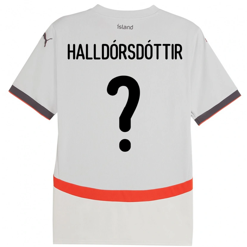 Danxen Bambino Maglia Islanda Ásdís Karen Halldórsdóttir #0 Bianco Kit Gara Away 24-26 Maglietta