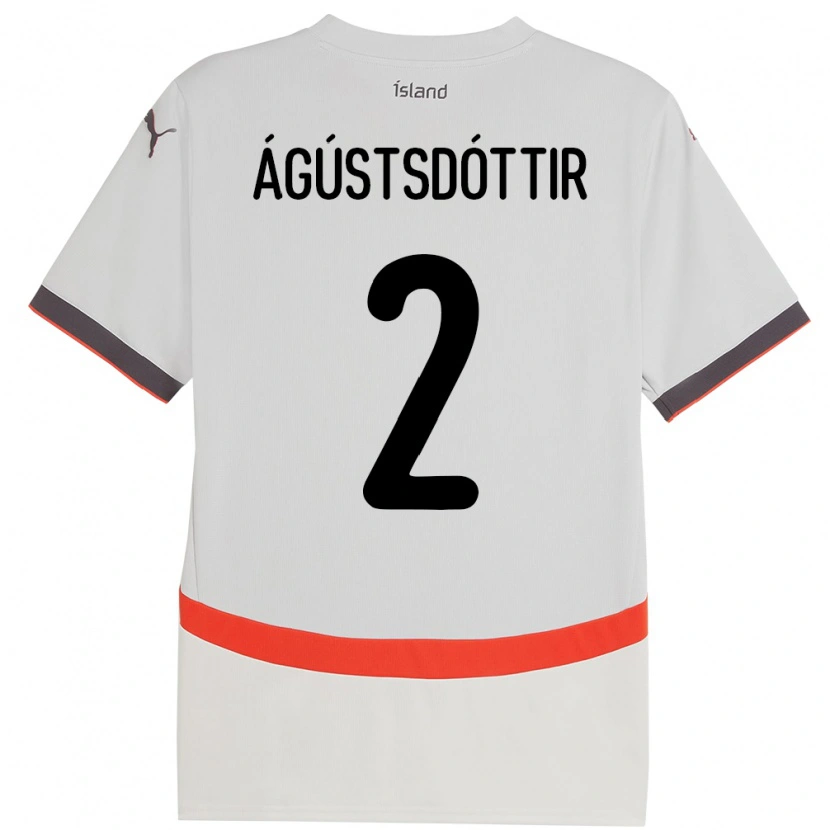 Danxen Bambino Maglia Islanda Berglind Rós Ágústsdóttir #2 Bianco Kit Gara Away 24-26 Maglietta