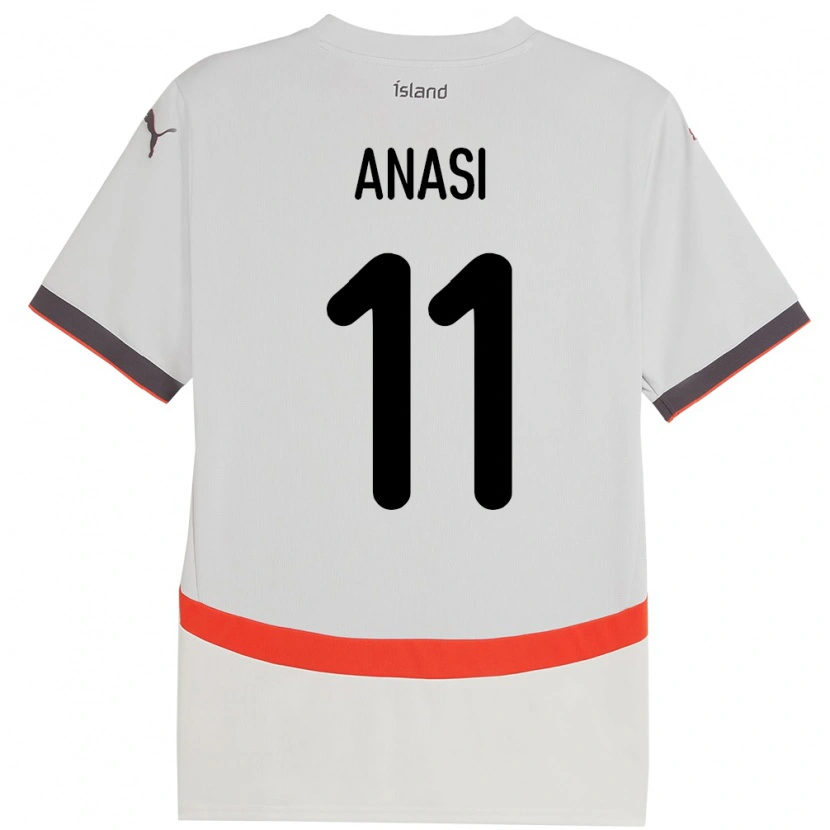 Danxen Bambino Maglia Islanda Natasha Anasi #11 Bianco Kit Gara Away 24-26 Maglietta