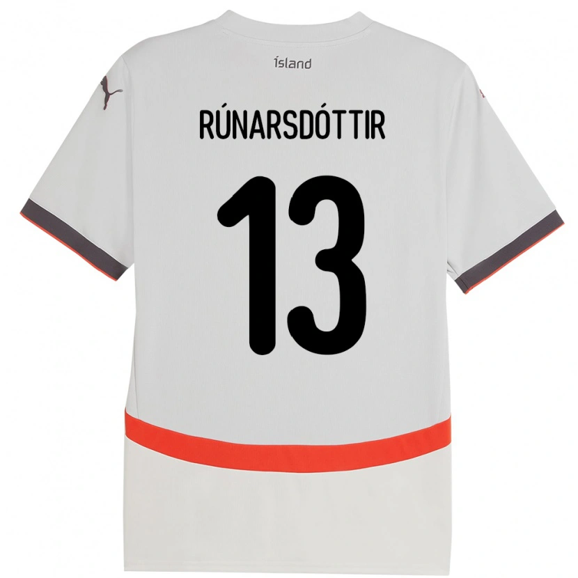 Danxen Bambino Maglia Islanda Cecilía Rán Rúnarsdóttir #13 Bianco Kit Gara Away 24-26 Maglietta