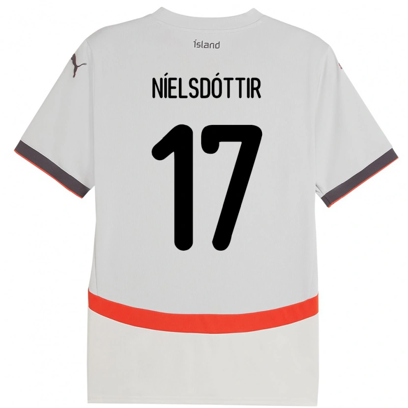 Danxen Bambino Maglia Islanda Bryndís Arna Níelsdóttir #17 Bianco Kit Gara Away 24-26 Maglietta