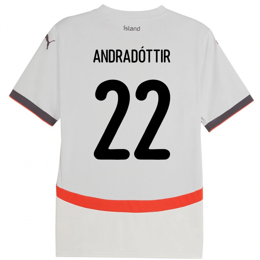 Danxen Bambino Maglia Islanda Amanda Andradóttir #22 Bianco Kit Gara Away 24-26 Maglietta