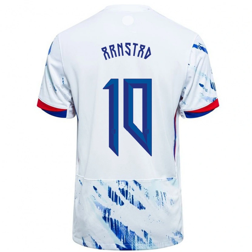 Danxen Bambino Maglia Norvegia Kristian Arnstad #10 Bianco Blu Kit Gara Away 24-26 Maglietta