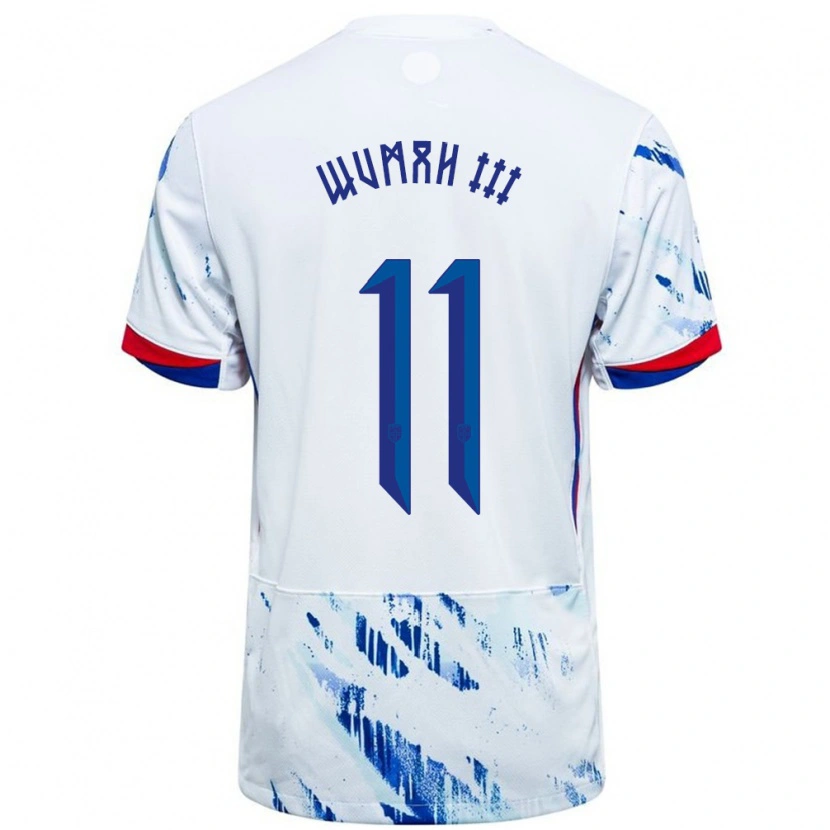 Danxen Bambino Maglia Norvegia Edward Wumah Iii #11 Bianco Blu Kit Gara Away 24-26 Maglietta
