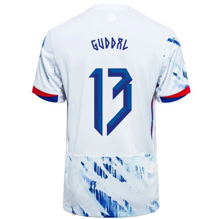 Danxen Bambino Maglia Norvegia Tobias Guddal #13 Bianco Blu Kit Gara Away 24-26 Maglietta