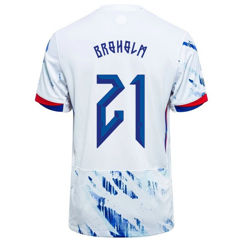 Danxen Bambino Maglia Norvegia Marius Broholm #21 Bianco Blu Kit Gara Away 24-26 Maglietta