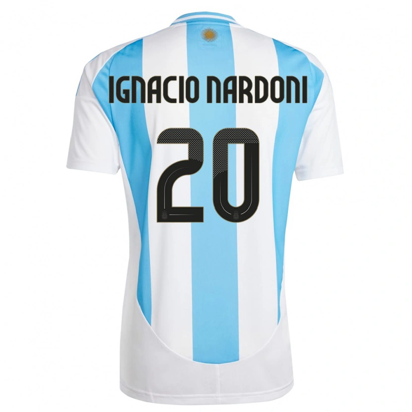 Danxen Uomo Maglia Argentina Juan Ignacio Nardoni #20 Bianco Blu Kit Gara Home 24-26 Maglietta