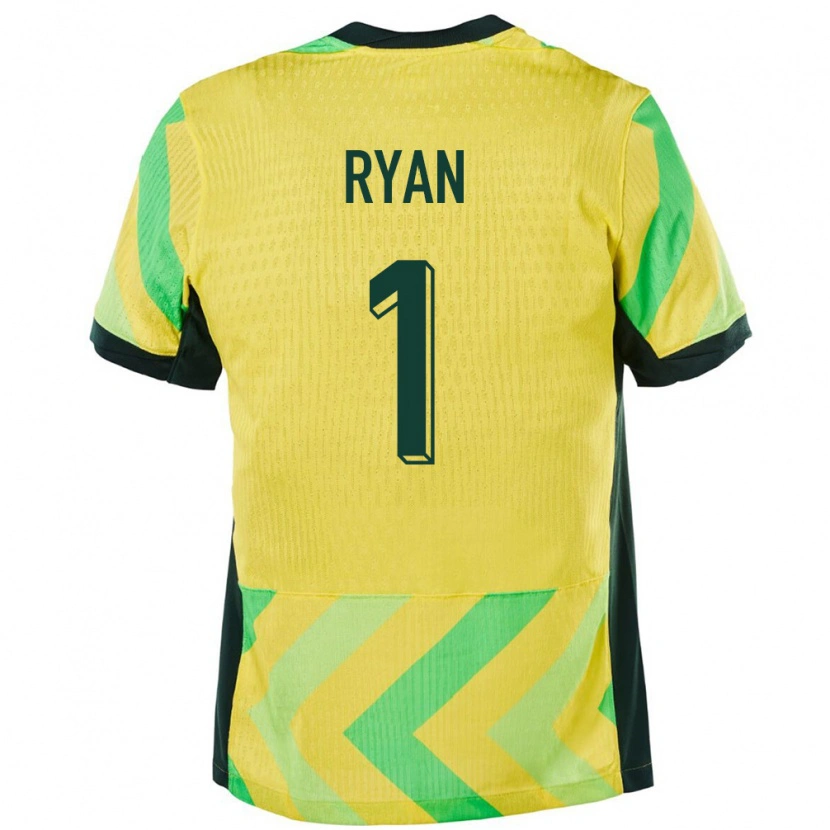 Danxen Uomo Maglia Australia Mathew Ryan #1 Oro Kit Gara Home 24-26 Maglietta