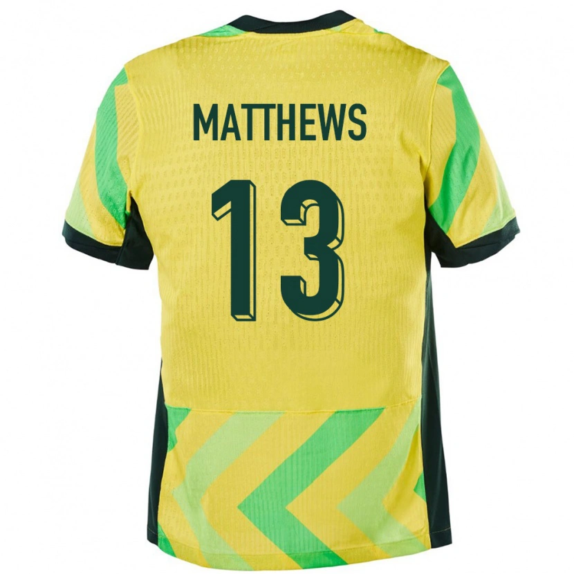 Danxen Uomo Maglia Australia Hayden Matthews #13 Oro Kit Gara Home 24-26 Maglietta