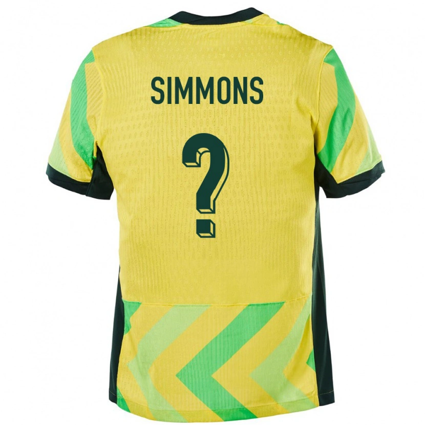 Danxen Uomo Maglia Australia Aidan Simmons #0 Oro Kit Gara Home 24-26 Maglietta