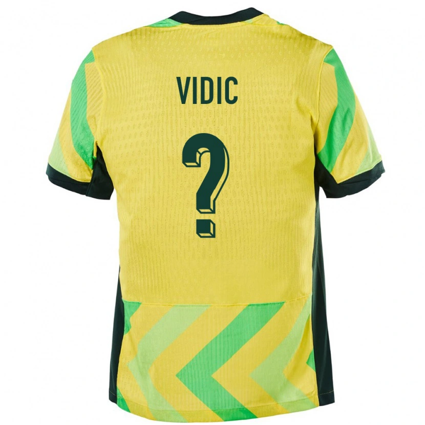 Danxen Uomo Maglia Australia Justin Vidic #0 Oro Kit Gara Home 24-26 Maglietta
