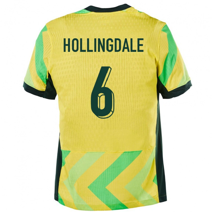 Danxen Uomo Maglia Australia Ryley Hollingdale #6 Oro Kit Gara Home 24-26 Maglietta
