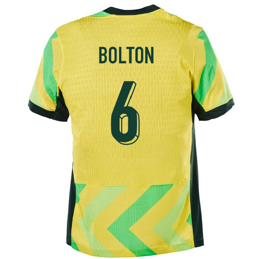 Danxen Uomo Maglia Australia Alex Bolton #6 Oro Kit Gara Home 24-26 Maglietta