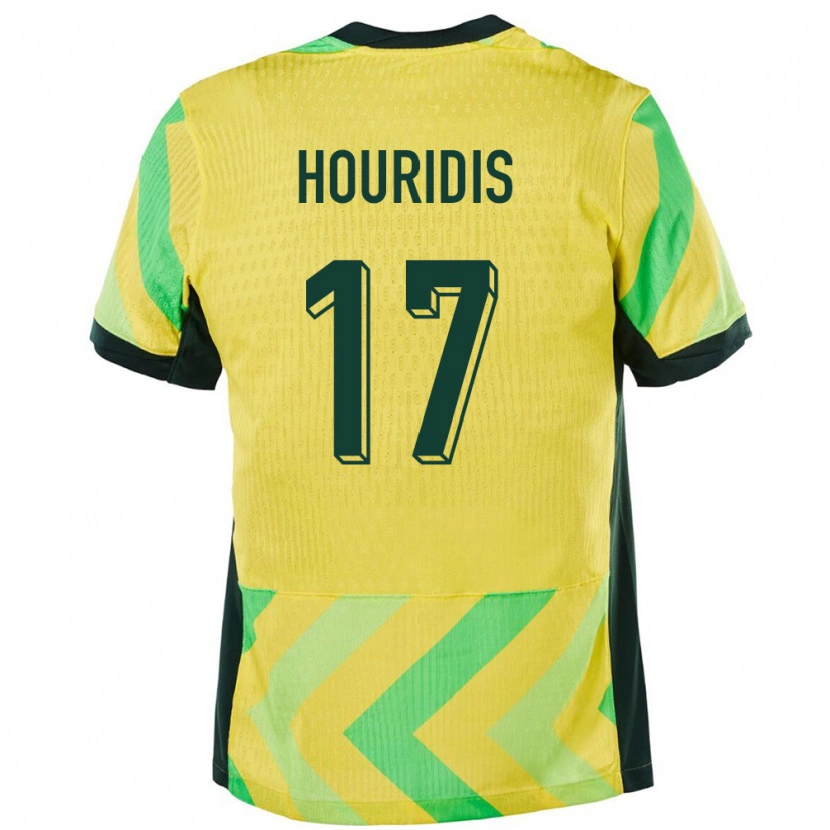 Danxen Uomo Maglia Australia Alexander Houridis #17 Oro Kit Gara Home 24-26 Maglietta